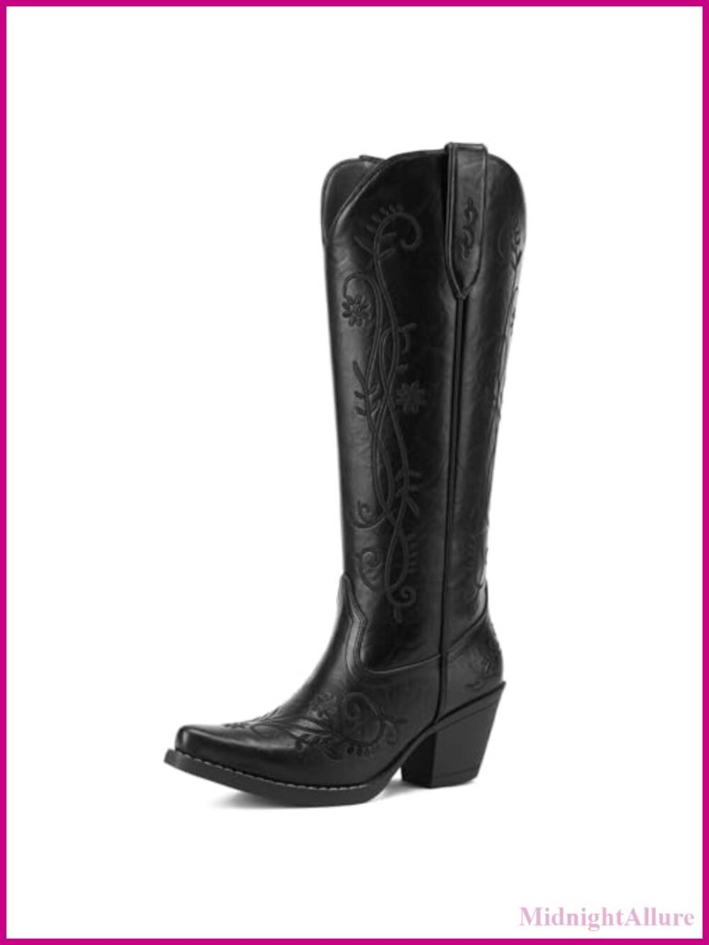 Women's Knee High Cowboy Boots Snip Toe Block Heel Western